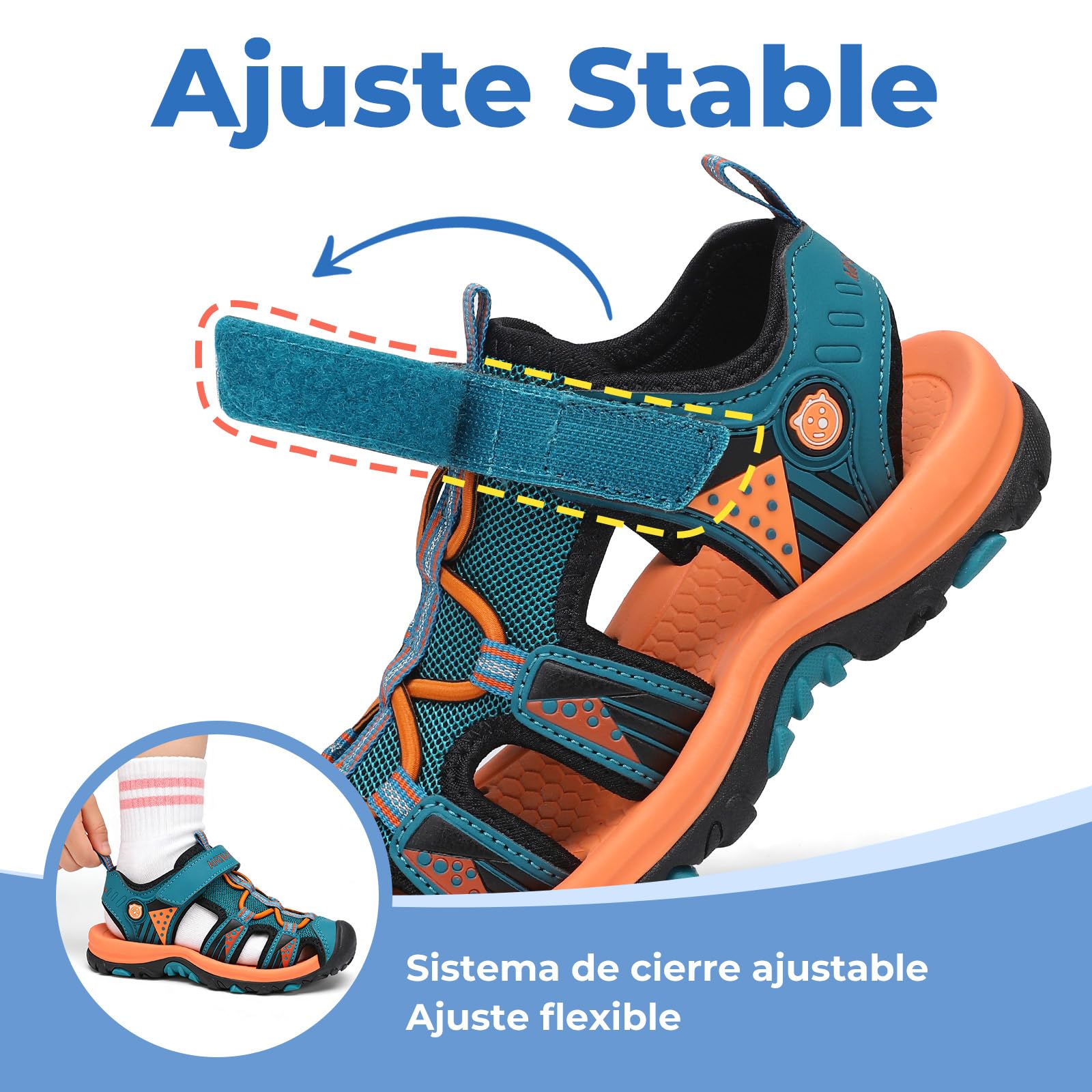 Mishansha Sandalias de Verano para Niños con Puntera Cerrada Resistentes y Cómodas para Actividades Al Aire Libre,25-38