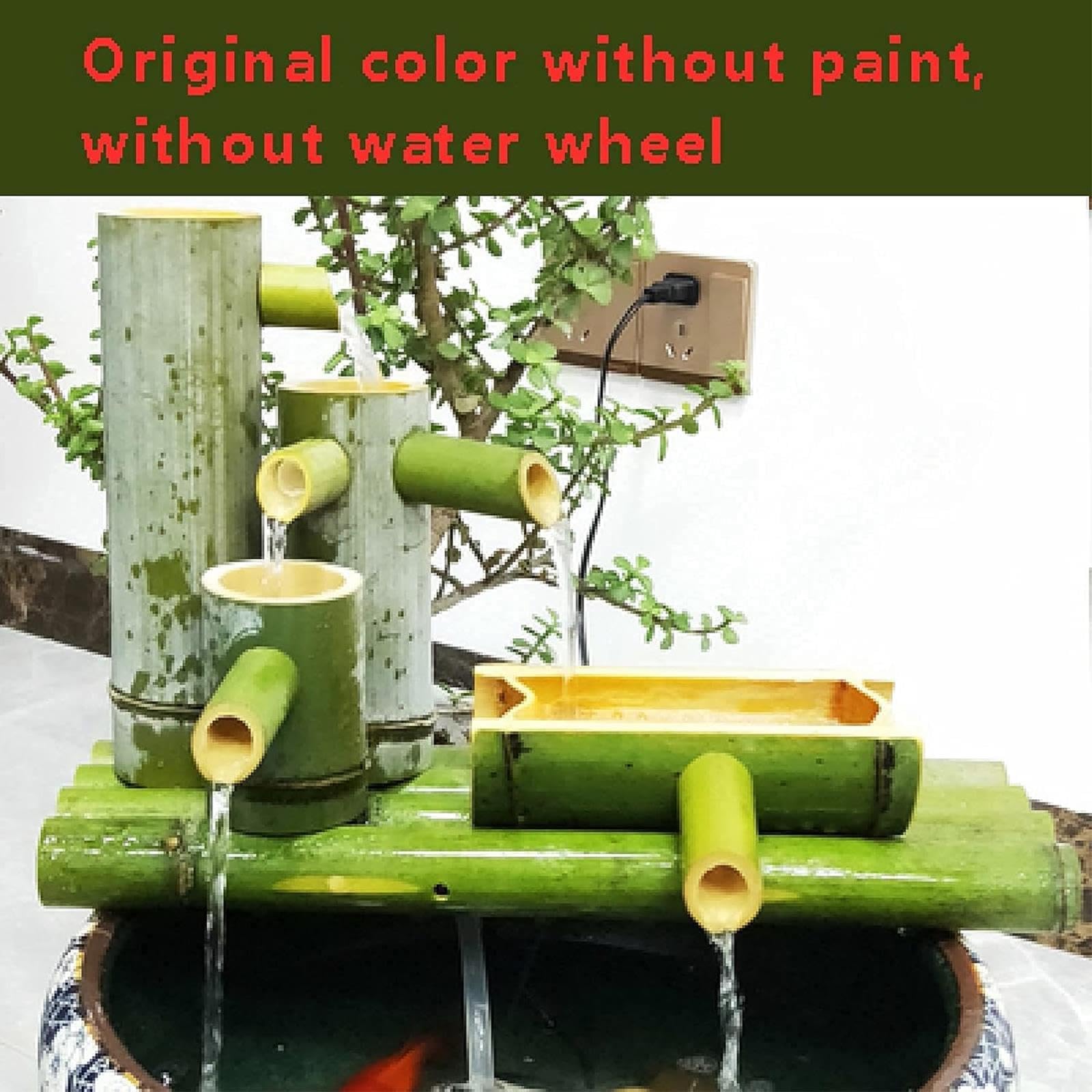 Kit Fontana in bambù, Fontana Solare con Pompa, Fontana a Flusso Continuo per Giardino Zen, Decorazione paesaggistica in bambù Naturale, Ornamento con Filtro per Acquario, per Patio, laghetto