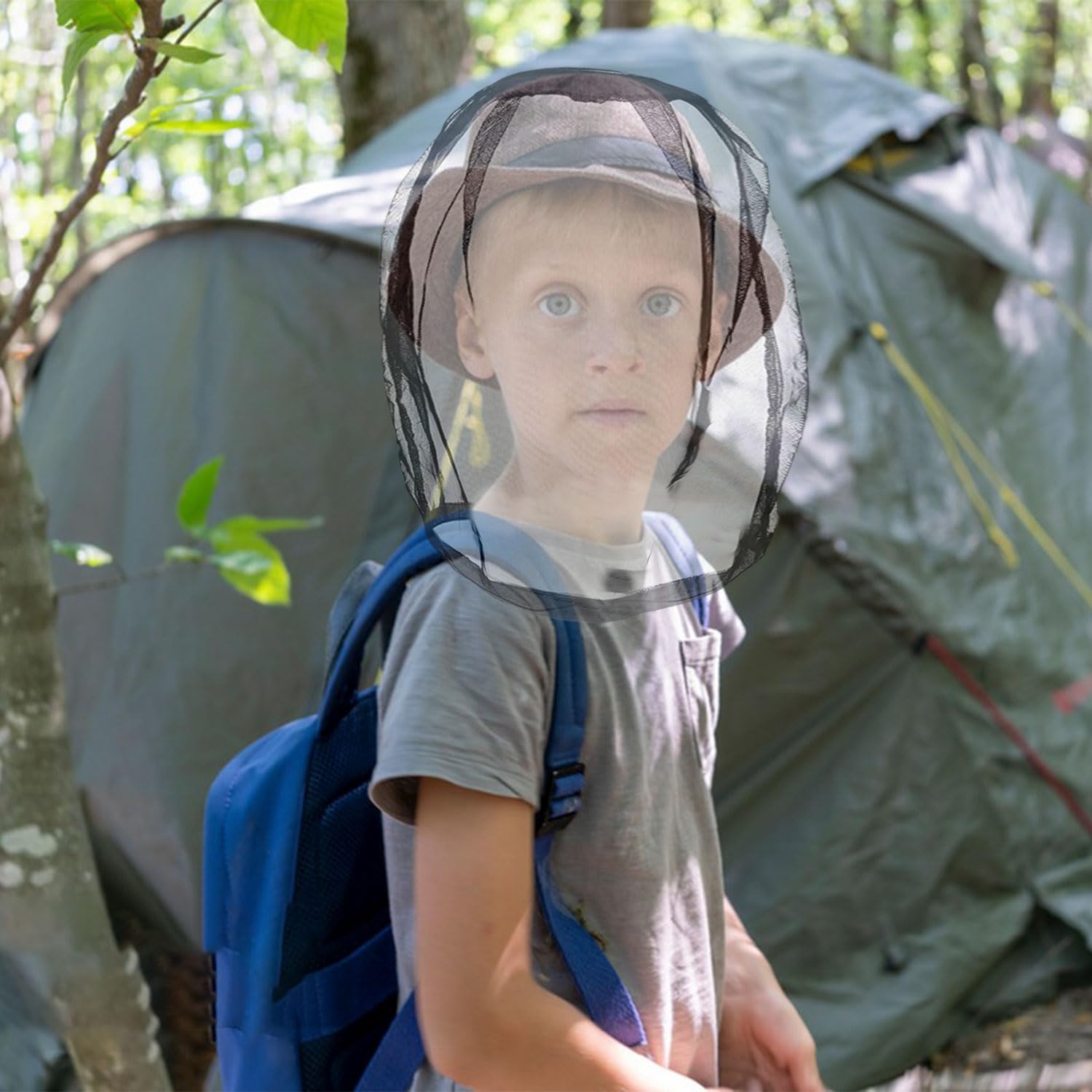 Xmart 2 Pezzi Zanzariera per Il Viso Protezione del Viso Rete per La Testa All'aperto Anti-Zanzara Cappello Della Protezione Adatto per Il Campeggio All'aperto I Viaggi e la Pesca(Nero)