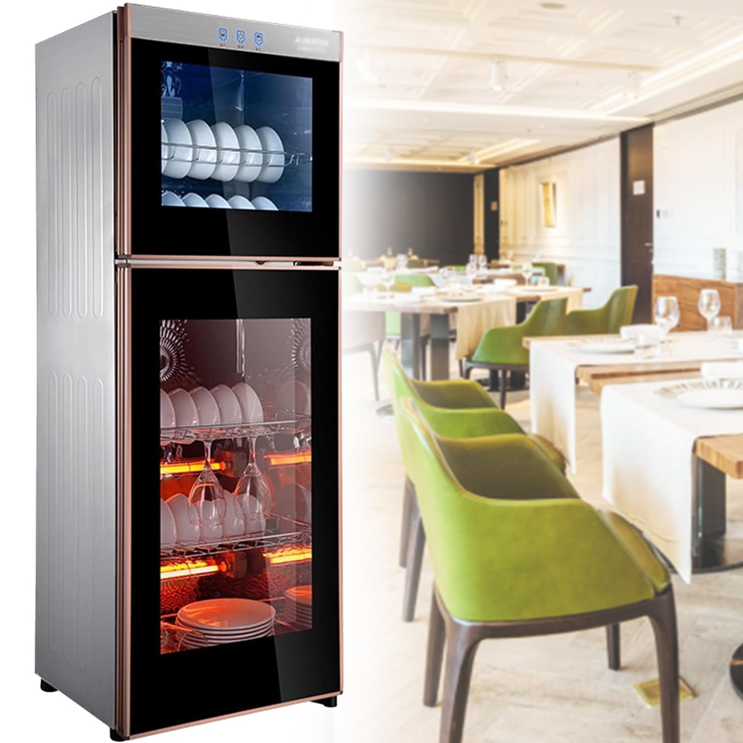 Armario De Desinfección De Acero Inoxidable Para Uso Comercial Y De Restaurante Cocina Vertical Hogar Tazón Palillos Vajilla Armario Esterilizado a Alta Temperatura De 125 °c,42 * 36.5 * 129cm