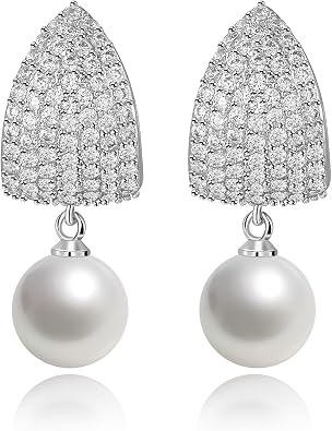 Micro Pave Cubic Zirconia Pearl Drop Earrings