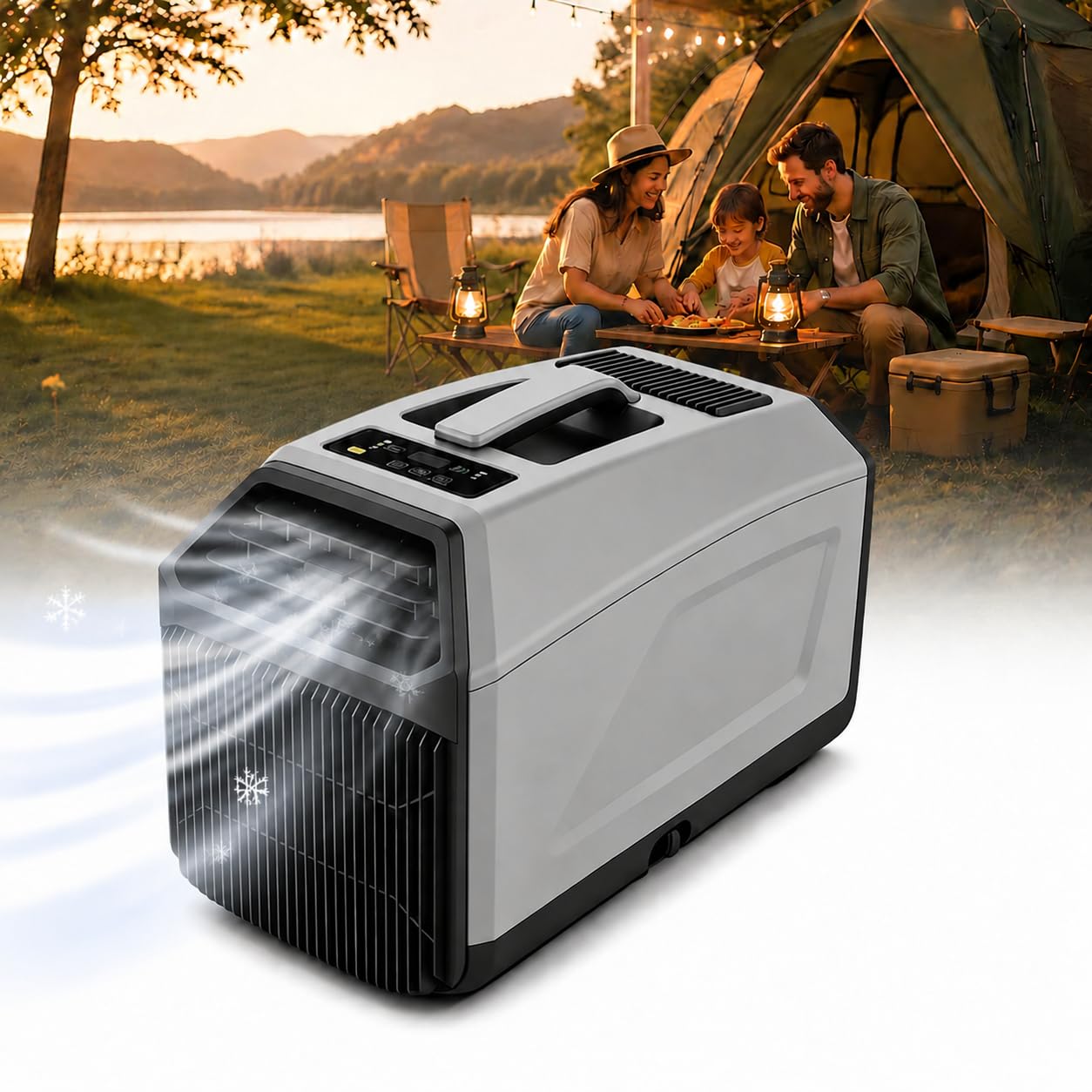 KPOUYYDS Small Portable Air Conditioner, RV AC Unit - 4500/5100 BTU Dual Hose Camping Cooler, 330W Low Draw, 36dB Quiet for Tent, Van Life, Truck Cabins, Bedroom 4500BTU/AC