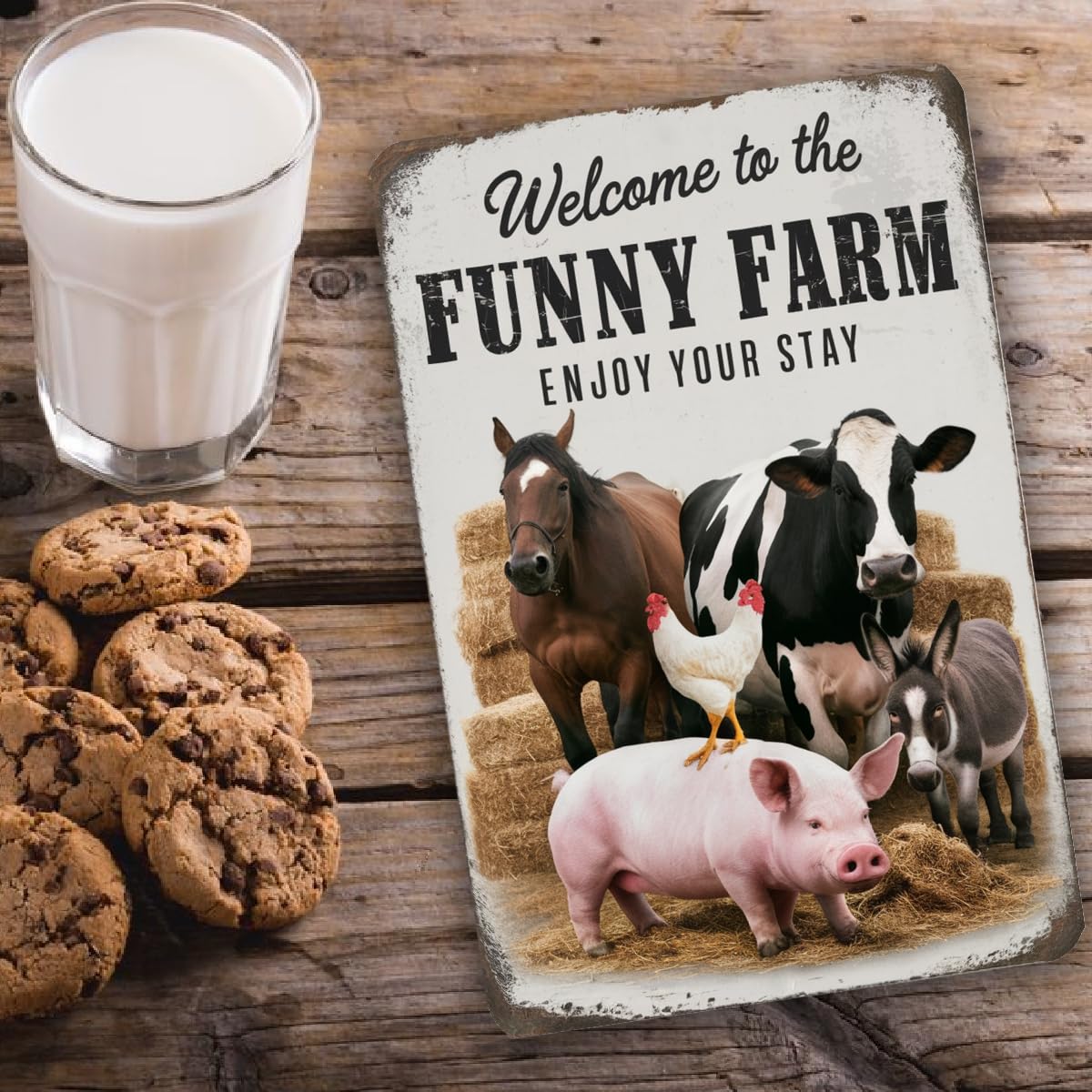 Amazon.com: Funny Farm Welcome Sign – Rustic Animal Wall Decor