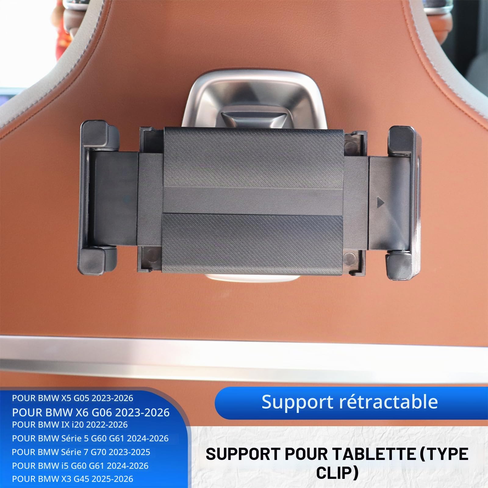 Support pour téléphone portable FDAIUN pour voiture BMW X5 G05 X6 G06 X3 G45 IX i20 Série 5 G60 G61 Série 7 G70 i5 G60 G61 2024 2025 2026 Accessoires Support pivotant à 360° pour voiture pour tablette