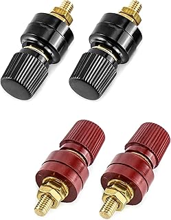 4 Pcs Power Junction Post Connector Terminal, Brass Terminal Binding Post M6 Stud Remote Battery Binding Post, M6 Copper Screw Voltage Regulator Terminal Block Power Terminal