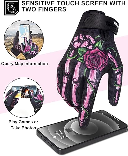 Miniatura 2 de RIGWARL Guantes de motocicleta de esqueleto antideslizantes para pantalla táctil, para hombres y mujeres, guantes de Joker para ciclismo, motocross,