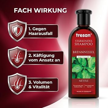 Tresan Nettle Shampoo Normal Hair 2 x 300 ml | For daily hydration, detoxification - anti-hair loss shampoo - no parabens and gluten
