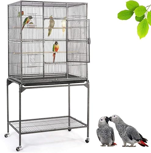 Yaheetech Jaula grande de hierro forjado de 63 pulgadas para pájaros africanos pequeños cuáqueros de Tienda Loros canarios jaula de vuelo para