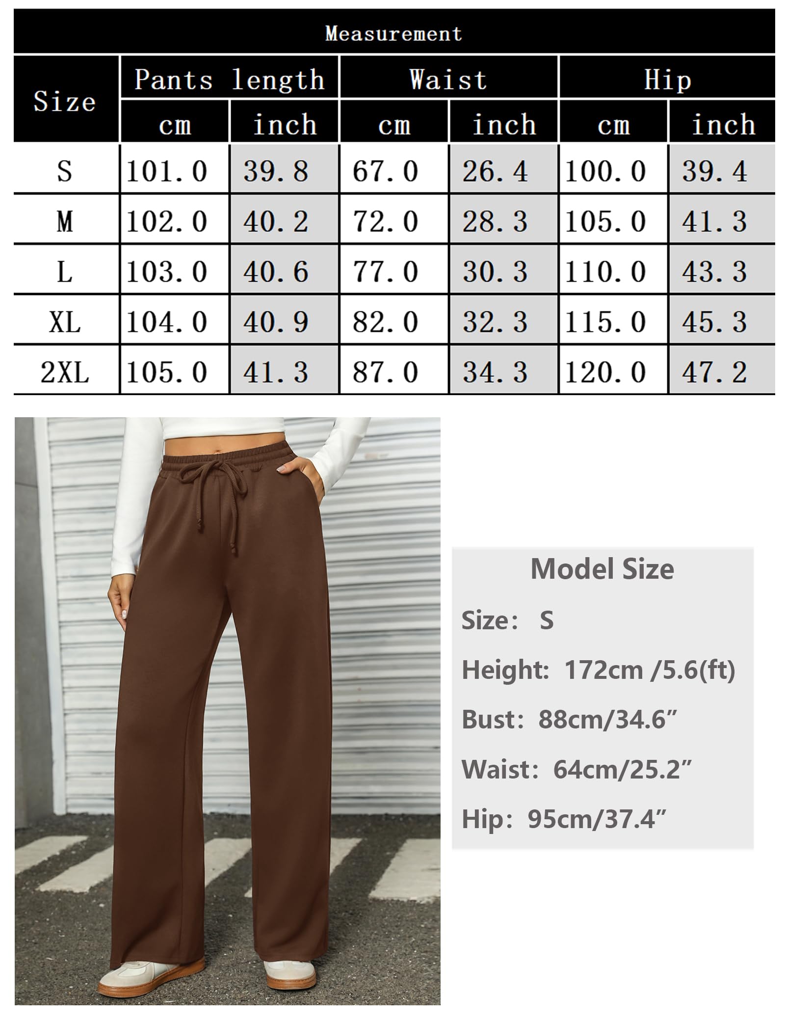 Totatuit Pantalón Mujer Invierno Ancho Recto Cintura Alta con Bolsillos Jogging Casual Cálido Ajustable con Cordón