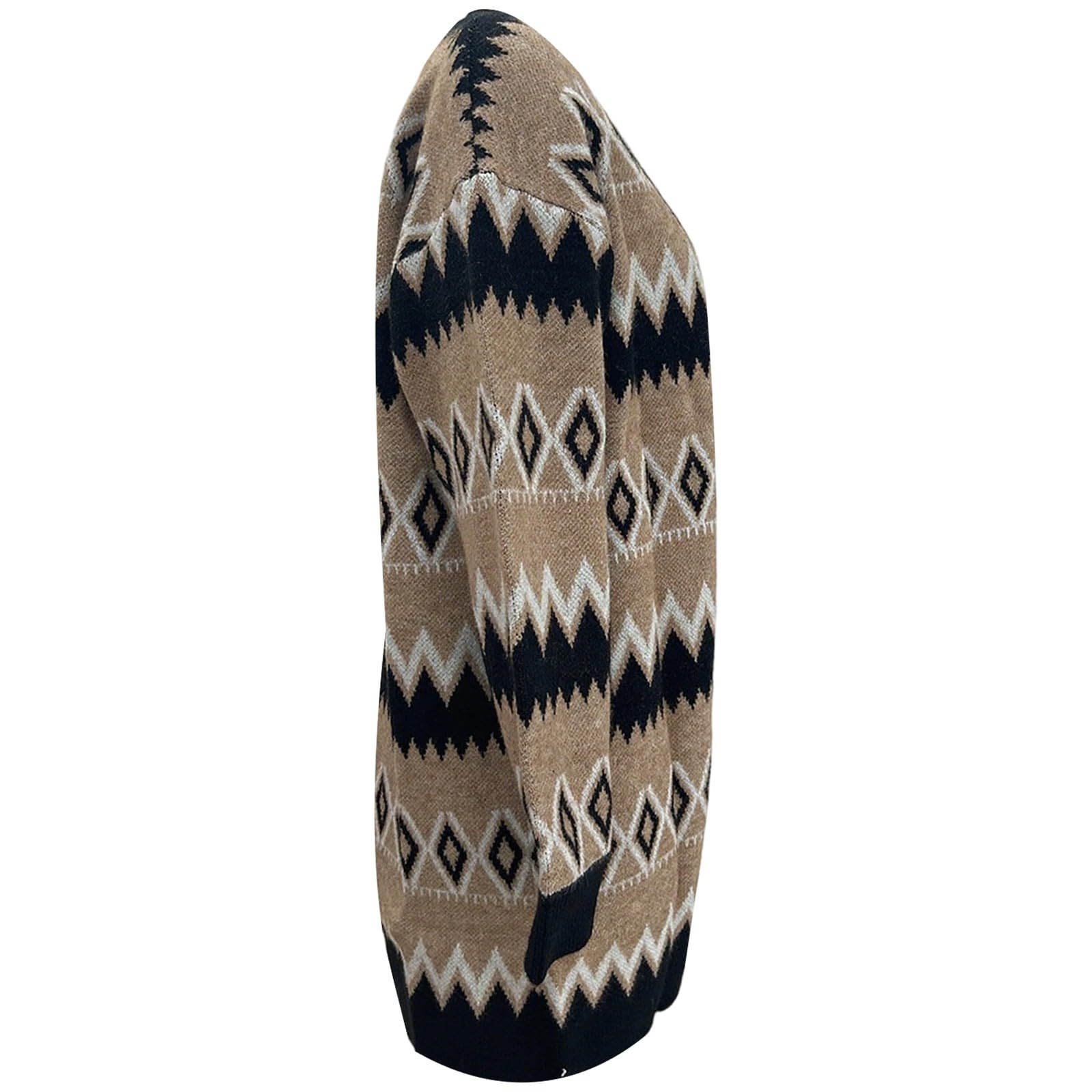 Générique Gilet Femme Chic Et Elegant - Cardigan Tricoté À Motif Long pour L'Automne Et l'hiver Vêtement D'Extérieur Chaud Et Décontracté