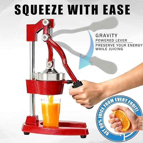 Miniatura 3 de Exprimidor de cítricos de hierro fundido, prensa manual de naranja y limón de alta resistencia, exprimidor profesional fácil de limpiar con vaso de