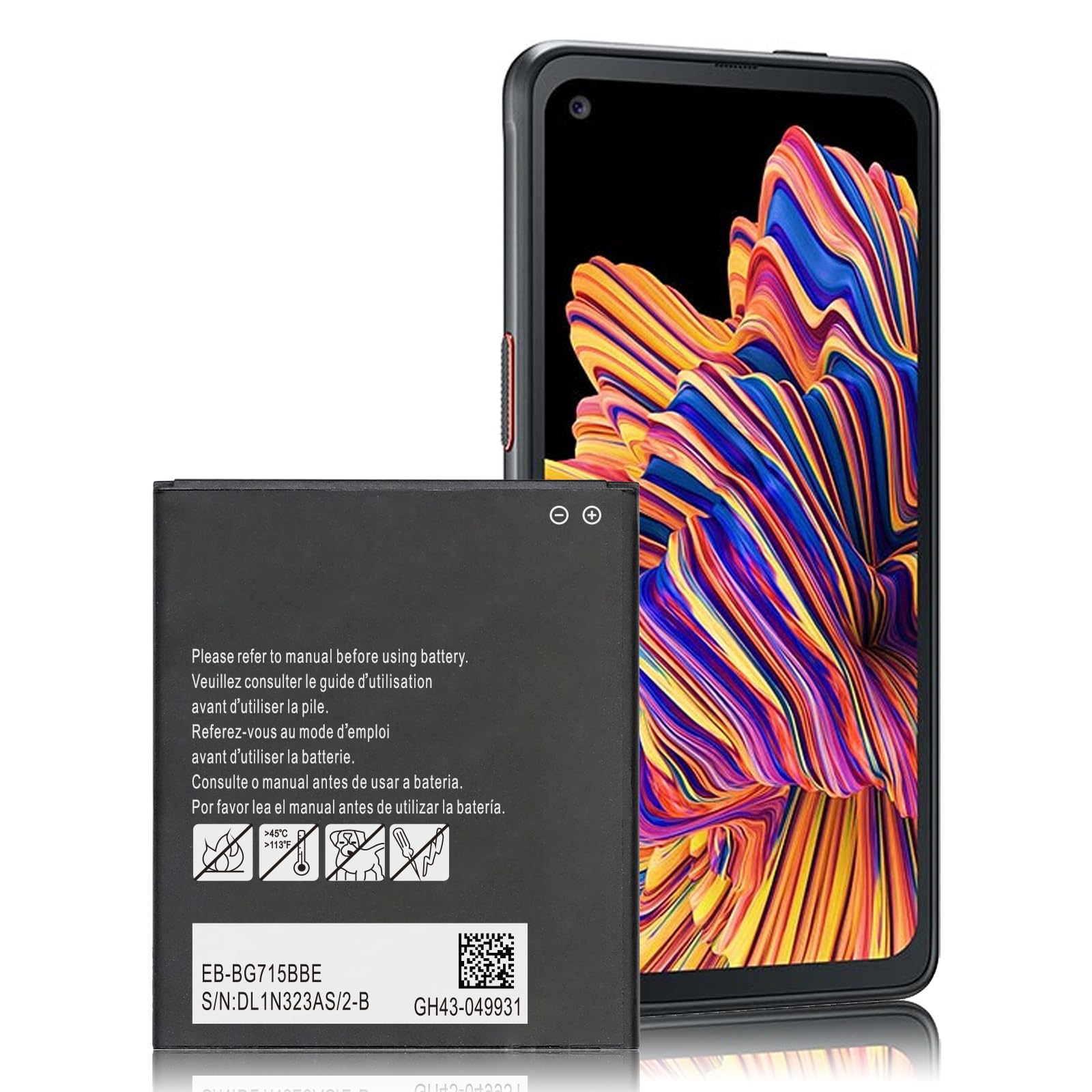 Galaxy Xcover Pro Battery, 4500mAh, Upgraded Replacement for Samsung Galaxy XCover 6 Pro EB-BG736BBE/Xcover Pro EB-BG715BBE G715F GH43-04993A SM-G715