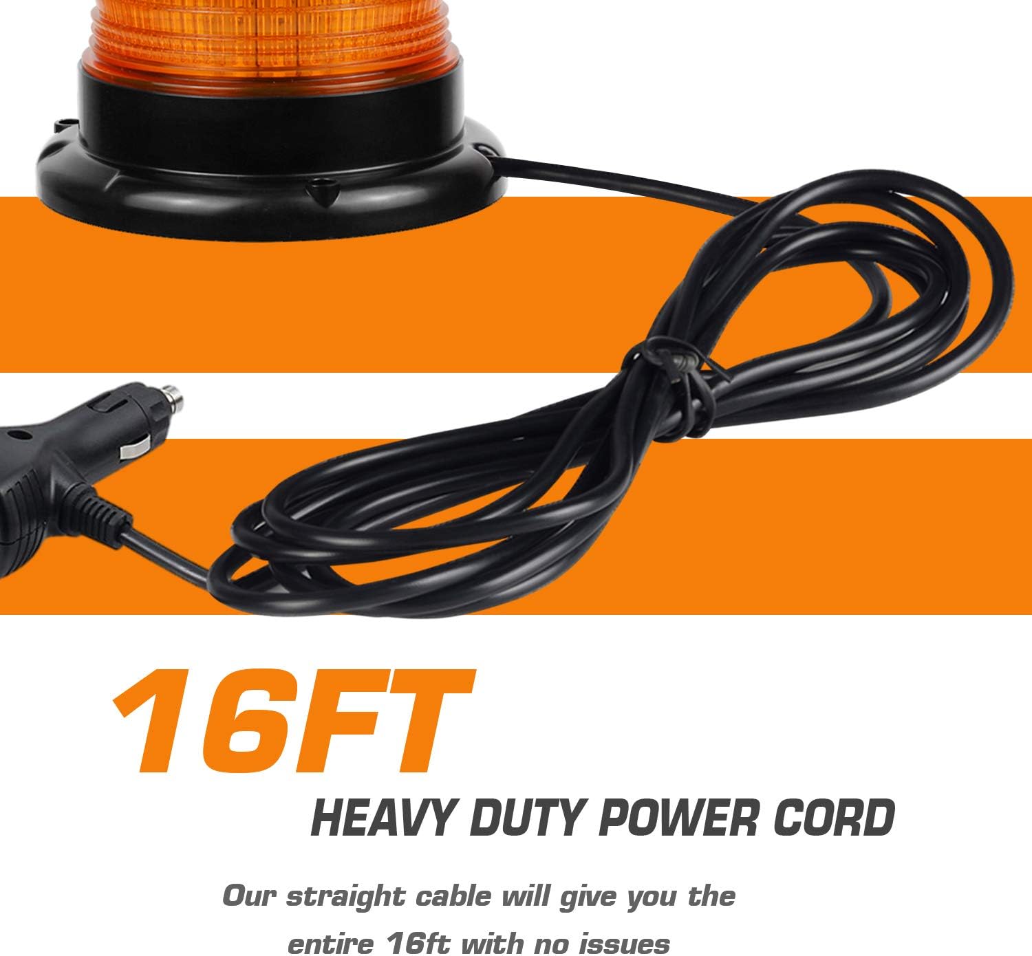 NISUNS Amber 40 LED Rotating Warning Safety Flashing Beacon Strobe Lights with Magnetic and 16ft Straight Cord for Vehicle Trucks Cars and Forklift,12V-24V