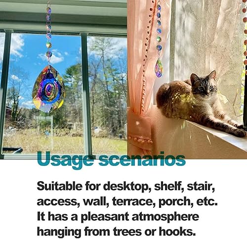 Miniatura 3 de 2 atrapasoles para ventana interior con cristales de 3.504 in3.5 pulgadas, candelabros colgantes de cristales, prismas para jardín, hogar, ventana,