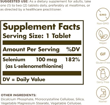 Selenium 100 mcg Yeast-Free Solgar 100 Tabs
