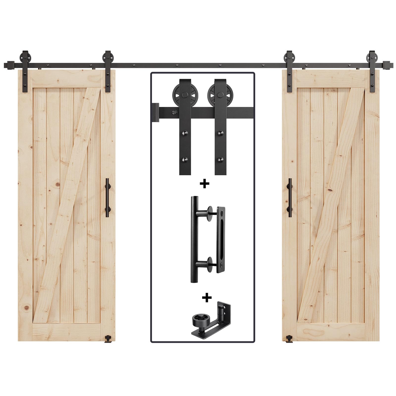 EaseLife 6.7FT Sliding Barn Door Hardware Track Kit & Handle,Big Industrial Spoke Wheel Pulley,Wall Mount,Slide Smoothly Quietly,Easy Install,Black,80" Track Fit for 36-38" Wide Opening (No Door) — Amazon image 14