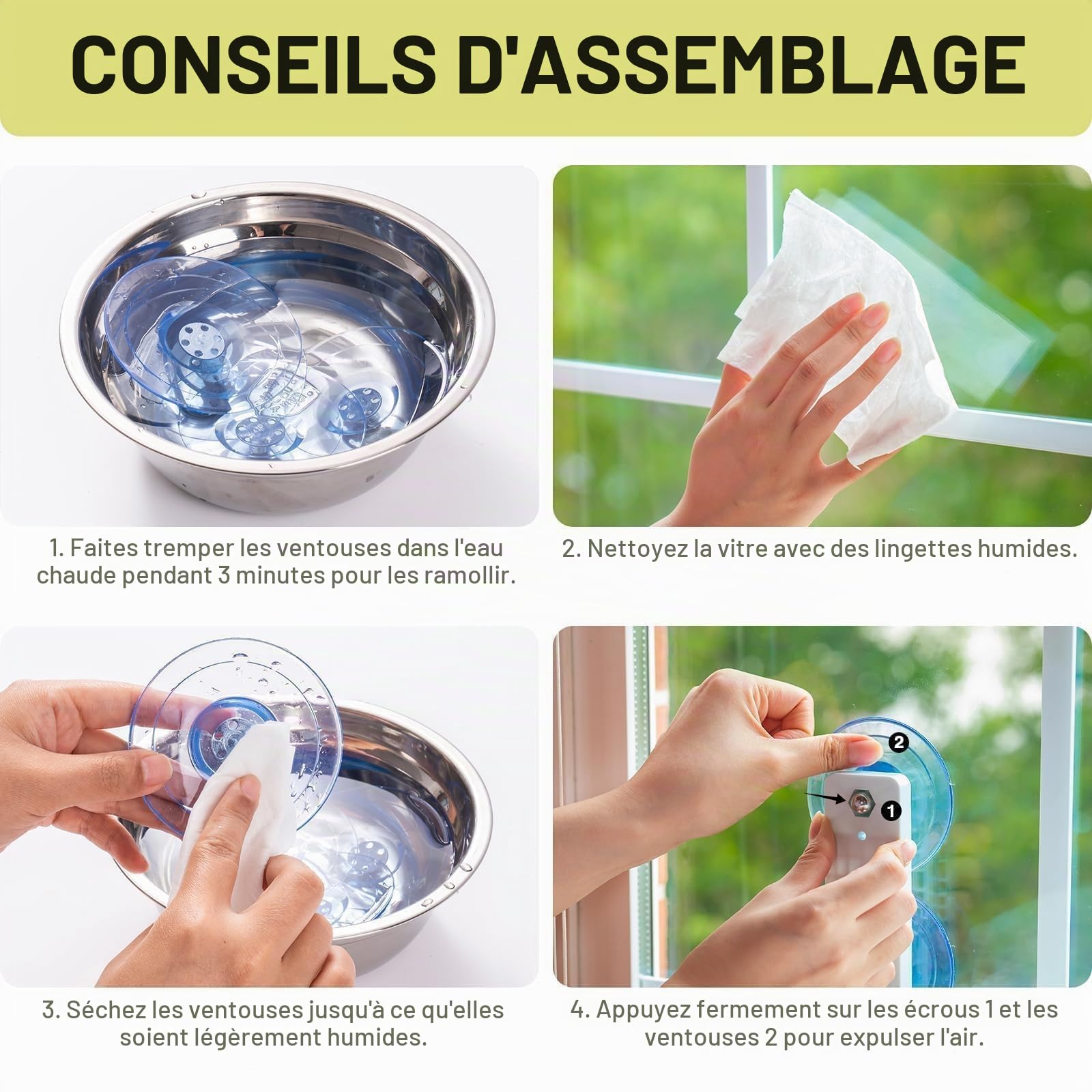 MEWOOFUN Grand Hamac Chat Fenêtre avec Housse Épaisse Amovible - 60x36cm Pliable, Robuste Lit pour Chat avec 4 Ventouses Puissantes jusqu'à 18kg, Blanc