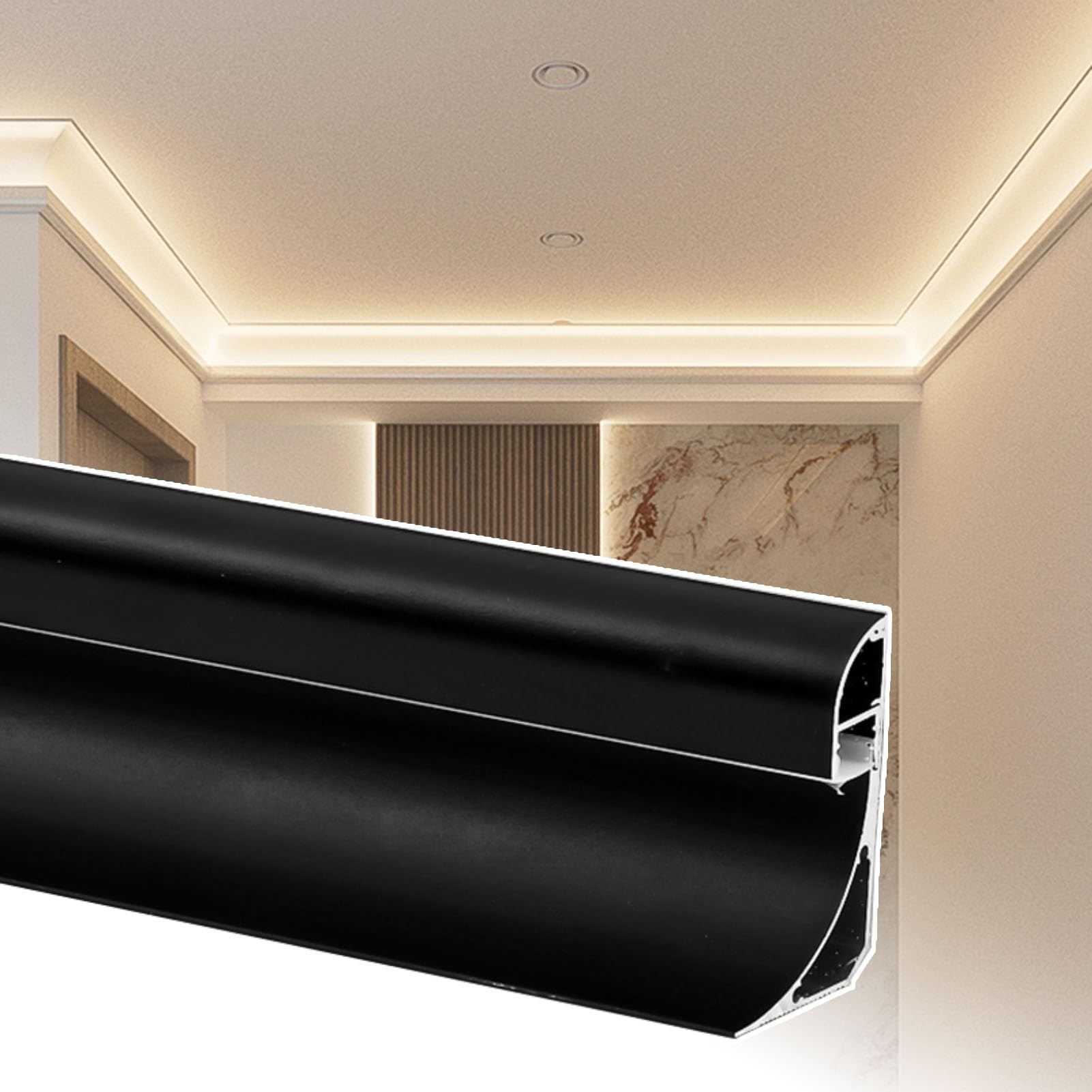 Aluminiowa listwa świetlna LED, czarna, 7 m, do sufitu podwieszanego, dekoracja domu, korona, idealna do sufitów/podłóg/narożników ściennych, nowoczesne rozwiązanie oświetleniowe