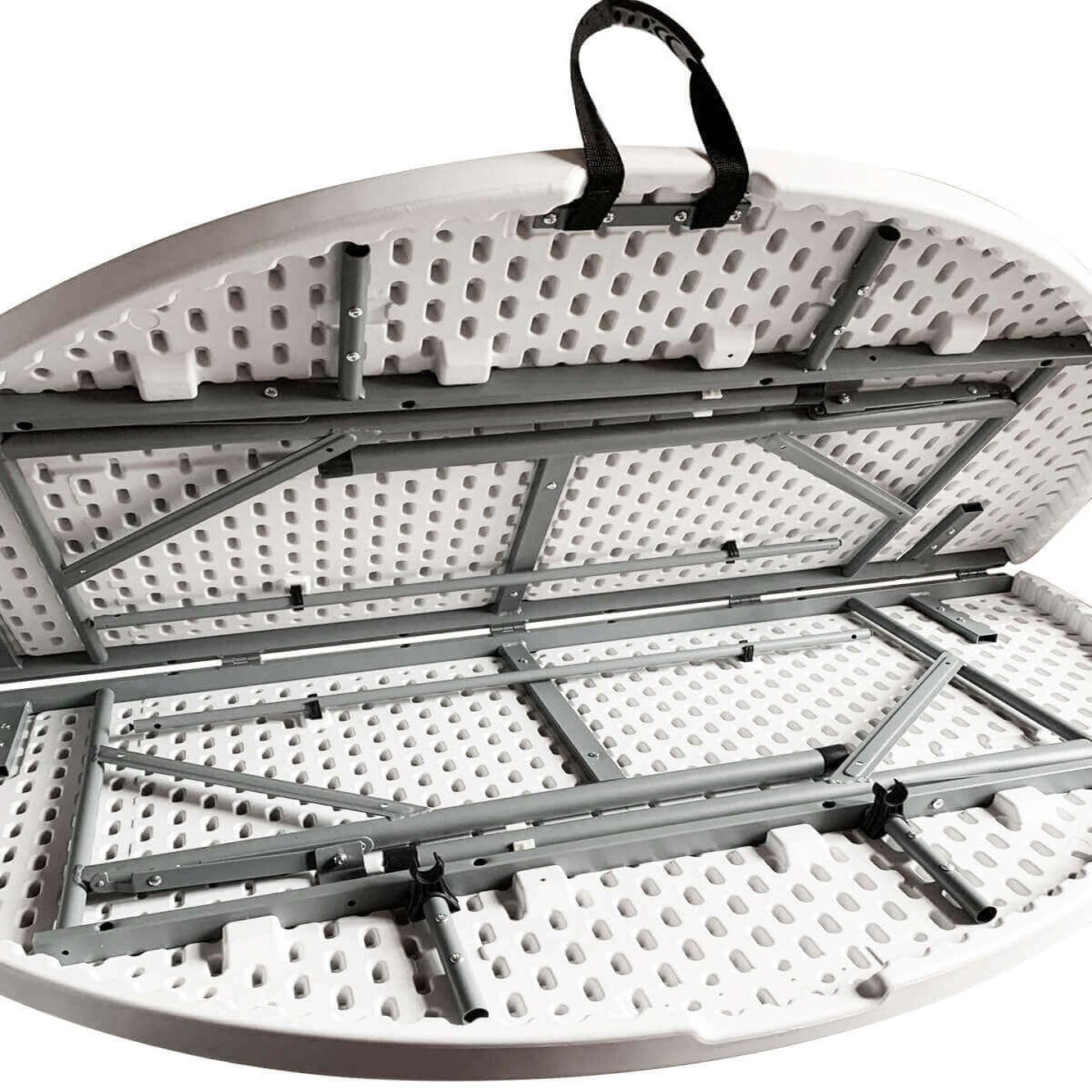 milani home - tavolo catering, rotondo, pieghevole, 4 posti, salvaspazio, acciaio e ABS, bianco, diametro 120 cm