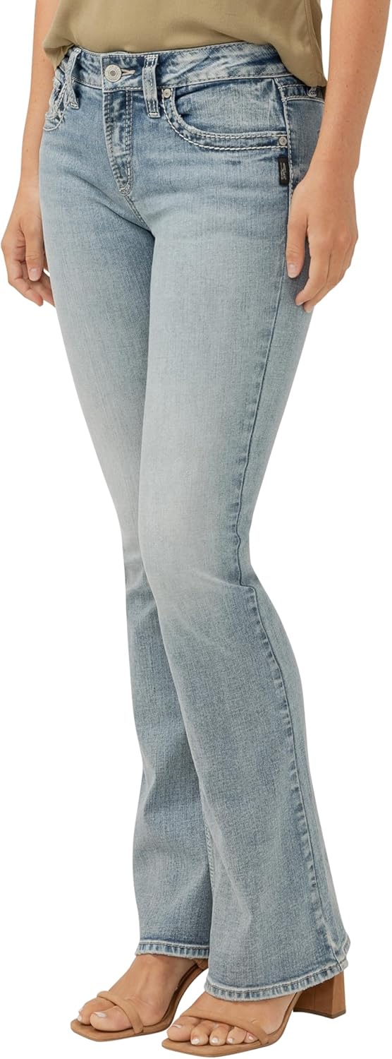 Silver Jeans Co. Women's Suki Mid Rise Curvy Fit Bootcut Jeans, Med Wash, 27W x 33L - Image 3