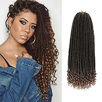 Vista 1 de 6 paquetes de cabello de ganchillo Goddess Locs, 18 pulgadas de trenzas de ganchillo rectas Faux Locs, extensiones de cabello sintético suave rizado