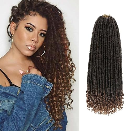 6 paquetes de cabello de ganchillo Goddess Locs, 18 pulgadas de trenzas de ganchillo rectas Faux Locs, extensiones de cabello sintético suave rizado