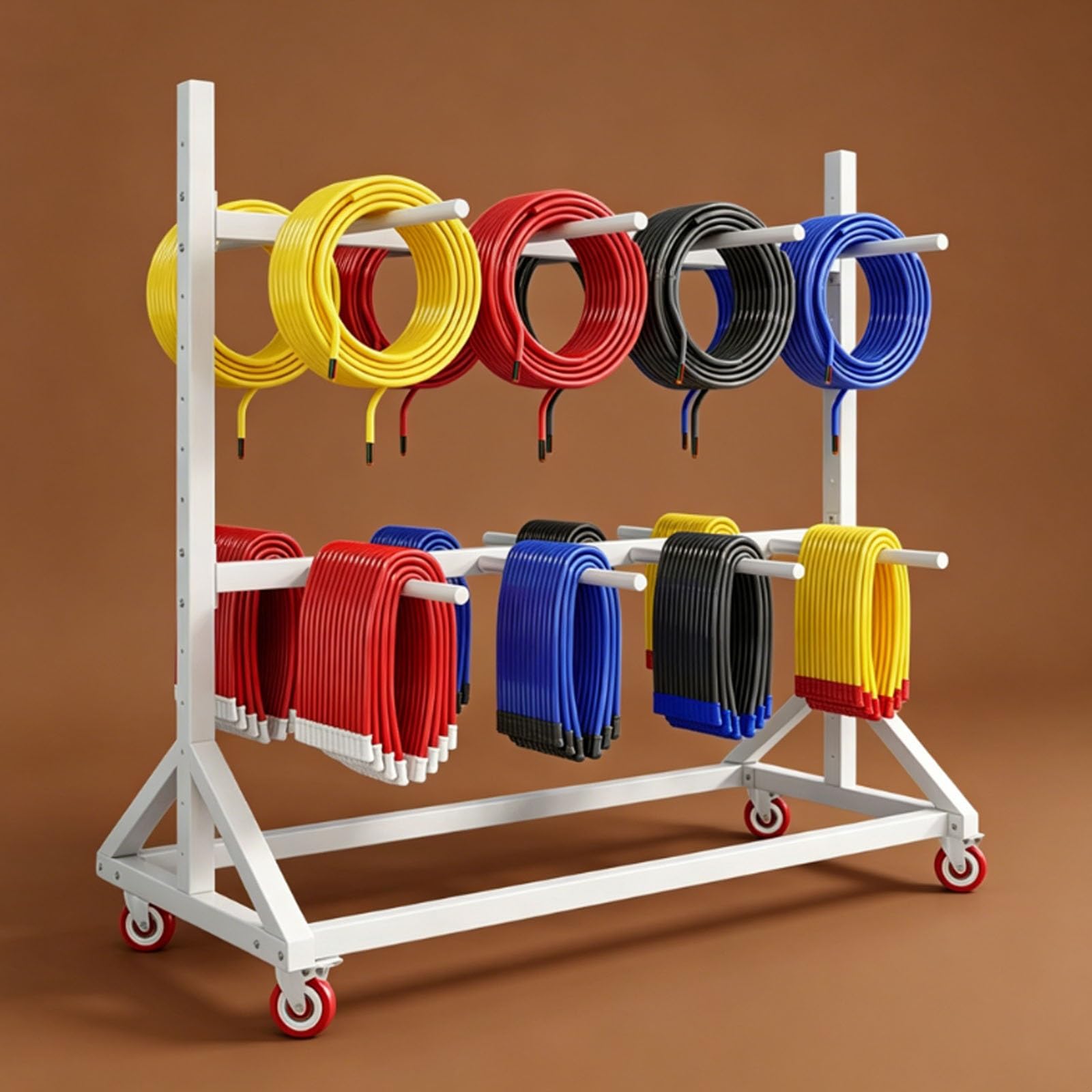 Jidanmian B Electrical Wire Spool Rack - Cable Storage Rack Portable Ulk Cable Reel - 881L Capacity Wire Display Caddy For Warehouse And Retail Usiness(,3-Tier 120X90x200cm)