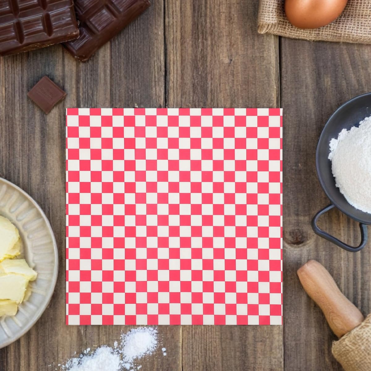 100 Hojas de Papel para Hornear Diseño Cuadriculado, Papel Resistente al Aceite para Sándwiches y Hamburguesas, Adecuado para Picnics y Barbacoas Color Aleatorio