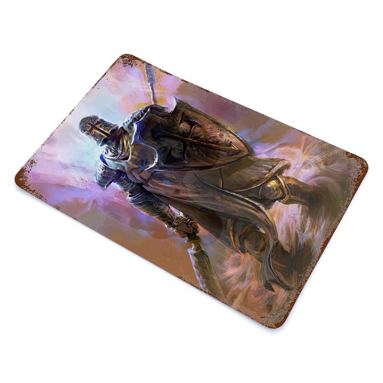 Deus Vult Aged Metal Wall Plaque 11.8"x7.9", Industrial Home Decor for Pub, Kitchen And Man Cave Decor
