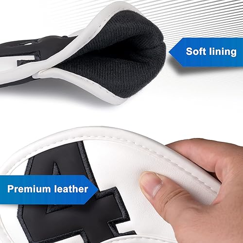 Miniatura 6 de CRAFTSMAN GOLF Juego de fundas de cabeza de hierro de golf de cuero sintético grueso para todas las marcas Callaway Ping Taylormade Cobra, etc.