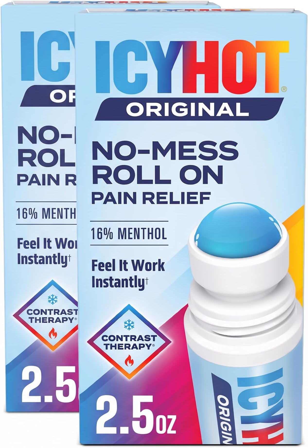 Icy Hot Original Medicated Pain Relief Liquid with No Mess Applicator, 2.5 Fluid Ounces (Pack of 2)