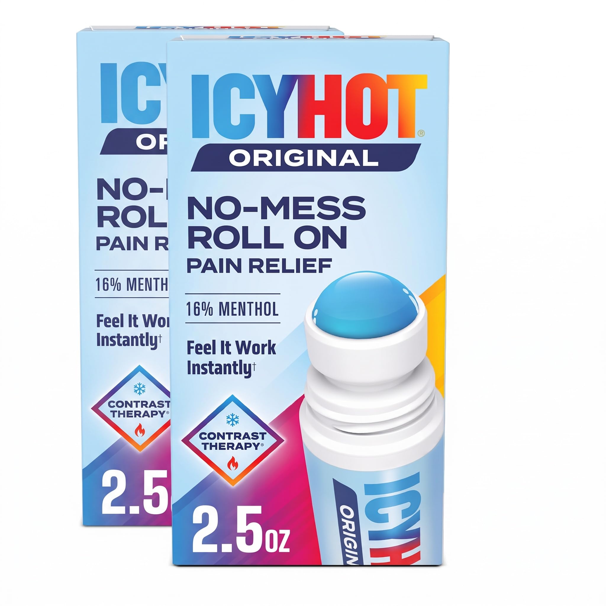 Icy Hot Original Medicated Pain Relief Liquid with No Mess Applicator, 2.5 Fluid Ounces (Pack of 2)