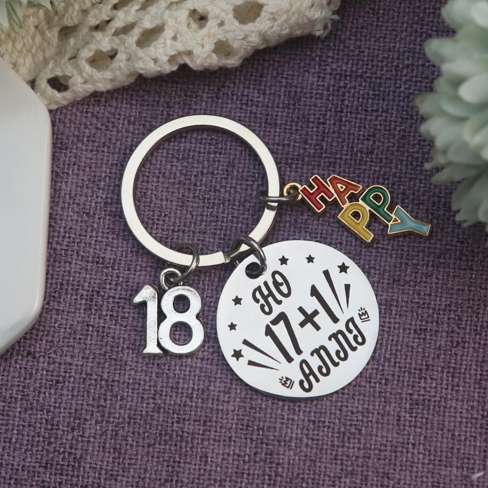 Ghloyza Portachiavi Originale Per 18° Compleanno | Regalo Ragazza E Ragazzo Con Incisione 'OMG I'm An ADULT NOW!' E Ciondoli 18 E Torta | In Acciaio Inox
