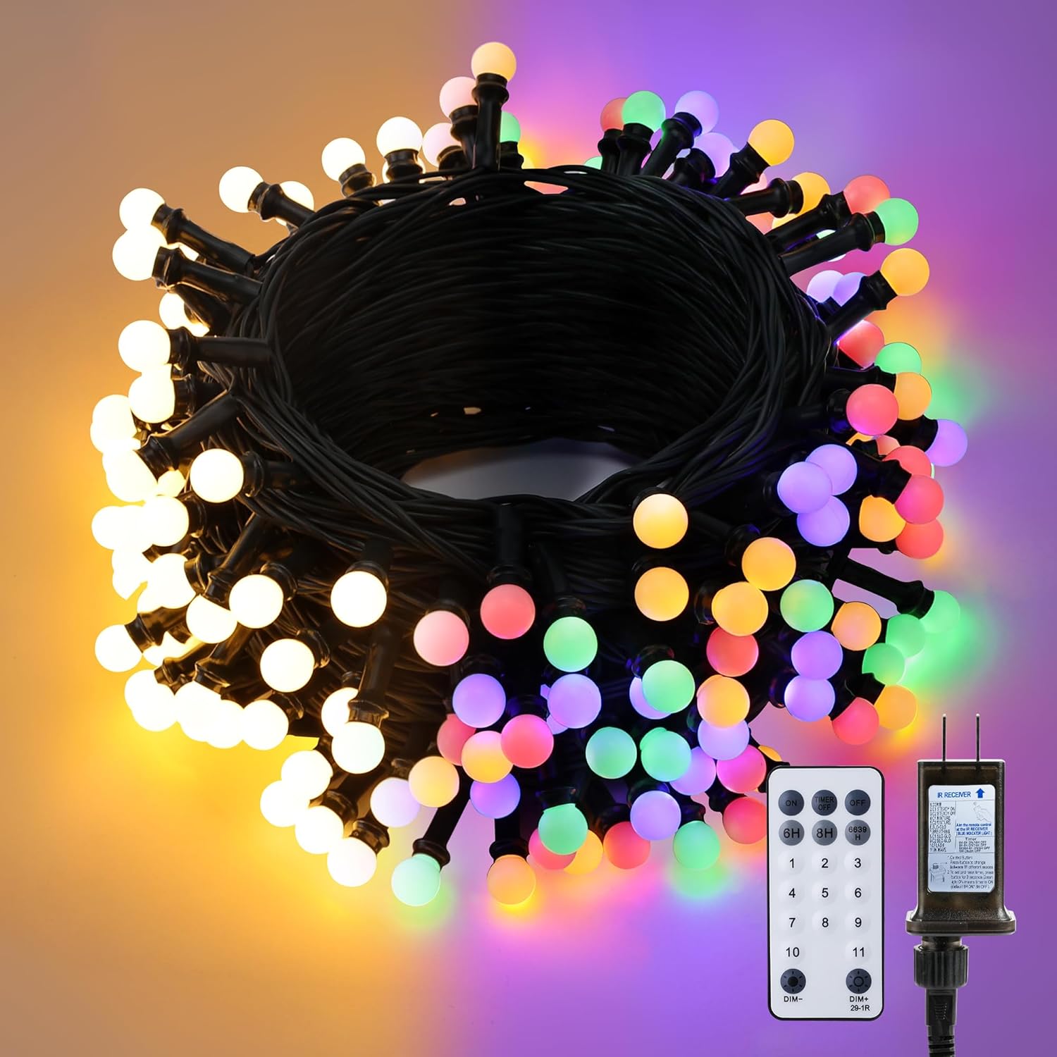 Brizled Christmas Lights, 66ft 200 LED Color Changing String Lights, Warm White & Colored Christmas Lights, Dimmable Berry String Lights, Connectable Lights String for Xmas Tree Party Brizled Christmas Lights, 66ft 200 LED Color Changing String Lights, Warm White & Colored Christmas Lights, Dimmable Berry String Lights, Connectable Lights String for Xmas Tree Party