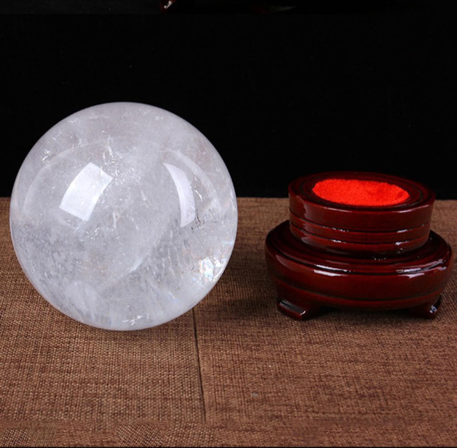 Bolas meditación para brujería, bola cristal cuarzo transparente natural | Decoración del hogar Feng Shui con soporte, bolas decorativas de meditación, adornos prósperos invitan a la riqueza
