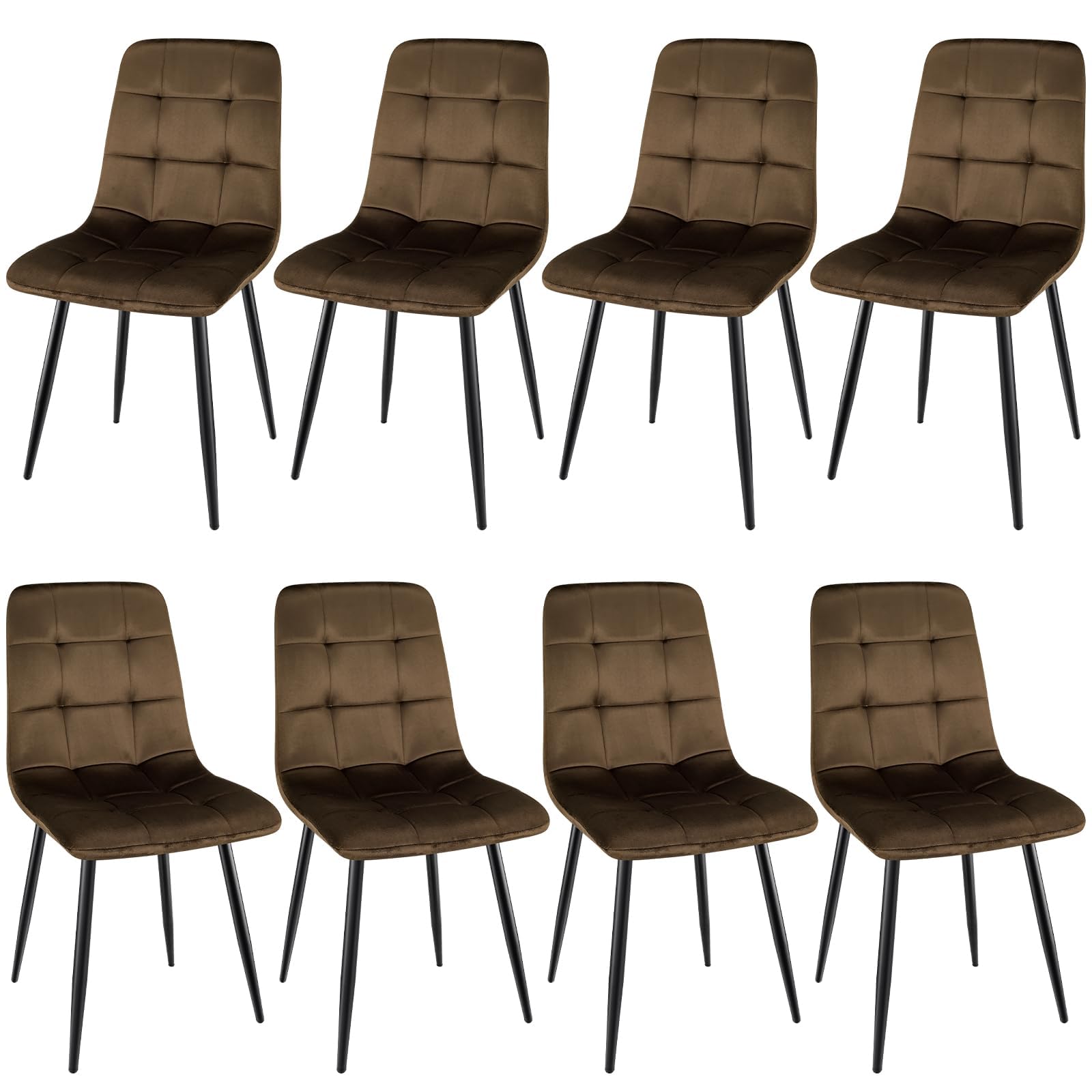 ANVOFONG Esszimmerstuhl 8er Set, Verdickte Holländischen Samt Kissen Esszimmerstuhl Geeignet für Esszimmer Küche Essen, Studie Lesen, Wohnzimmer Freizeit, Braun.