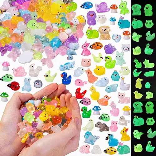 130 pcs Mini Resin Animals Variety Tiny Animals Figures Miniature Little Small Animal Figurines Bulk for Micro Fairy Garden Landscape Accessories Hide Crafts Decor Aquarium