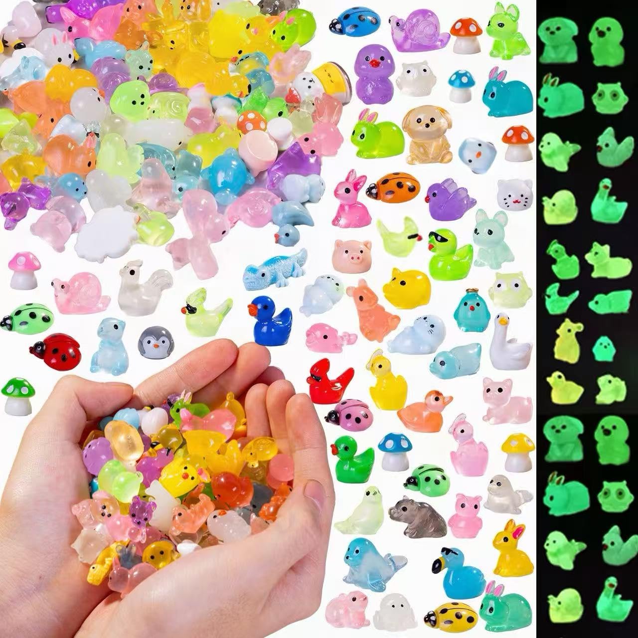 Teenzee 130 pcs Mini Resin Animals Variety Tiny Animals Figures Miniature Little Small Animal Figurines Bulk for Micro Fairy Garden Landscape Accessories Hide Crafts Decor Aquarium — image 1