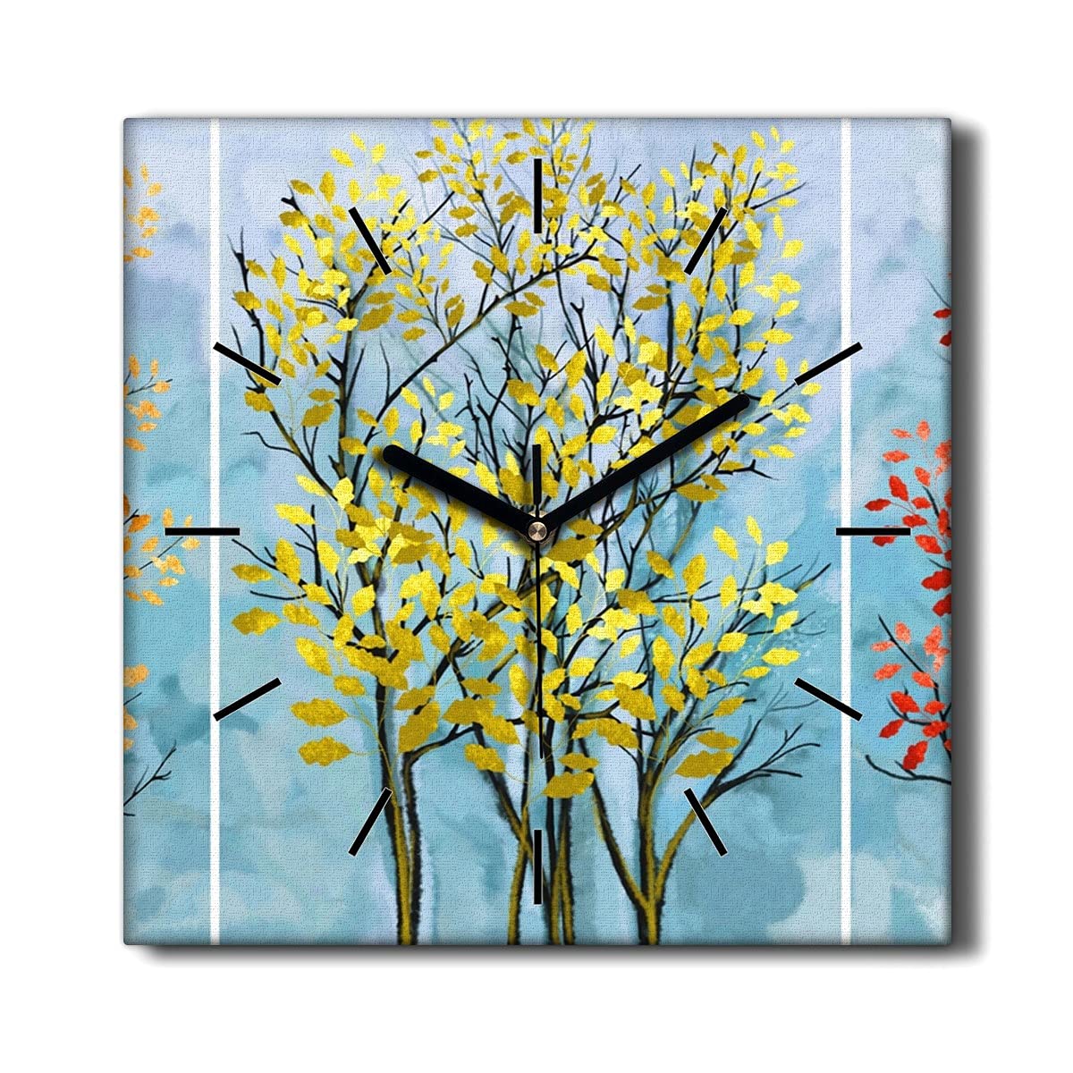 Horloge Murale Salon Arbre Branches Coloray : Toile Silencieuse Décoration Bureau Moderne