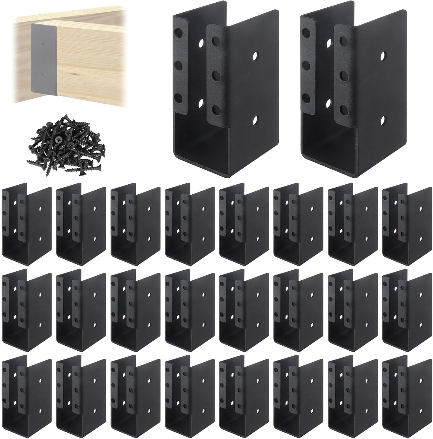 2"x4" Concealed Steel Joist Hangers, 24 Pack Hanger Brackets with Screws for Beams, Swings, Handrails, Fences