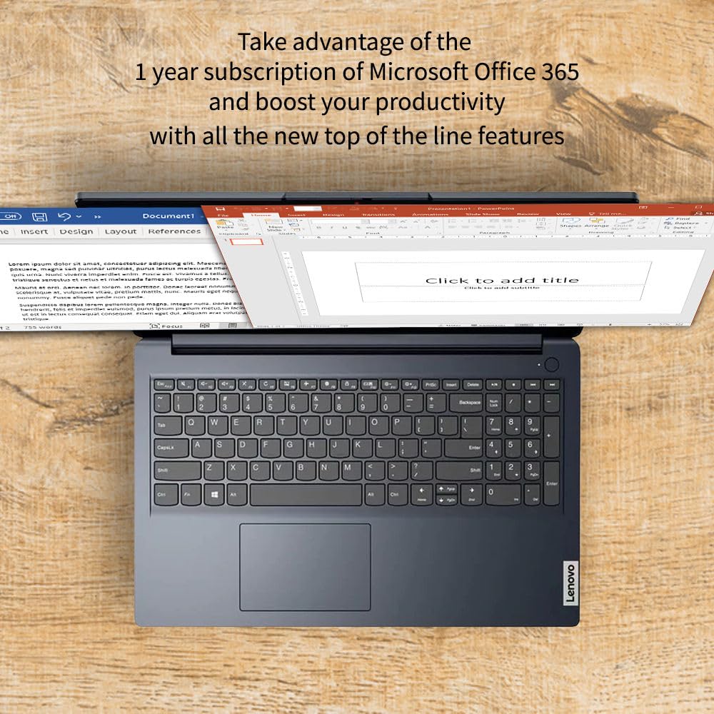 Lenovo IdeaPad 15.6" HD Anti-Glare w/ 1 Year Microsoft 365, 12GB RAM, 384GB SSD, Windows 11 Home, Up to 9.5 Hours Battery Life, Intel Processor, WiFi 6, HDMI, USB-C, SD Card Reader, w/WOWPC USB
