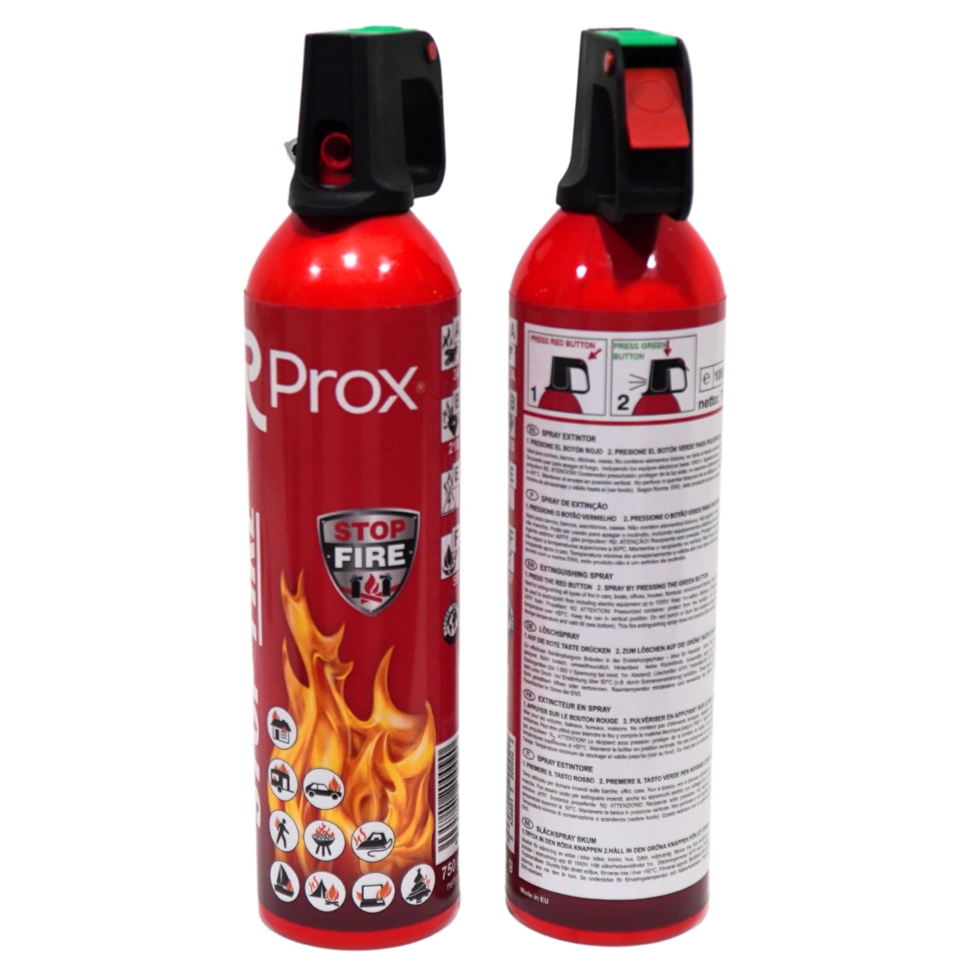 Stop Fire Extincteur d'incendie en spray multi-usages Rouge 750 mm