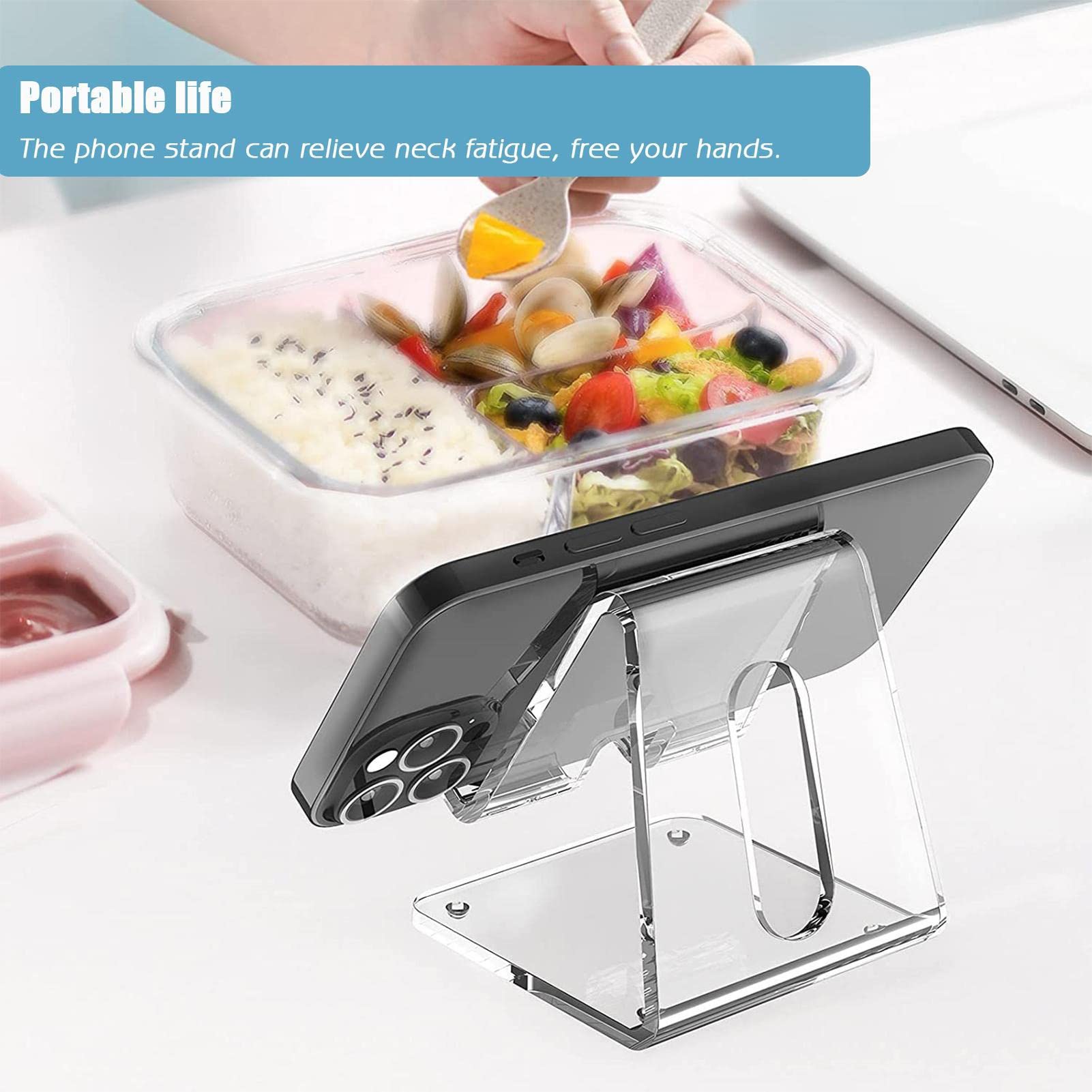 5 téléphone Portable en Acrylique | téléphone Portable en Acrylique,Tablette réglable pour Bureau Compatible avec téléphone 4-10'', Interrupteur