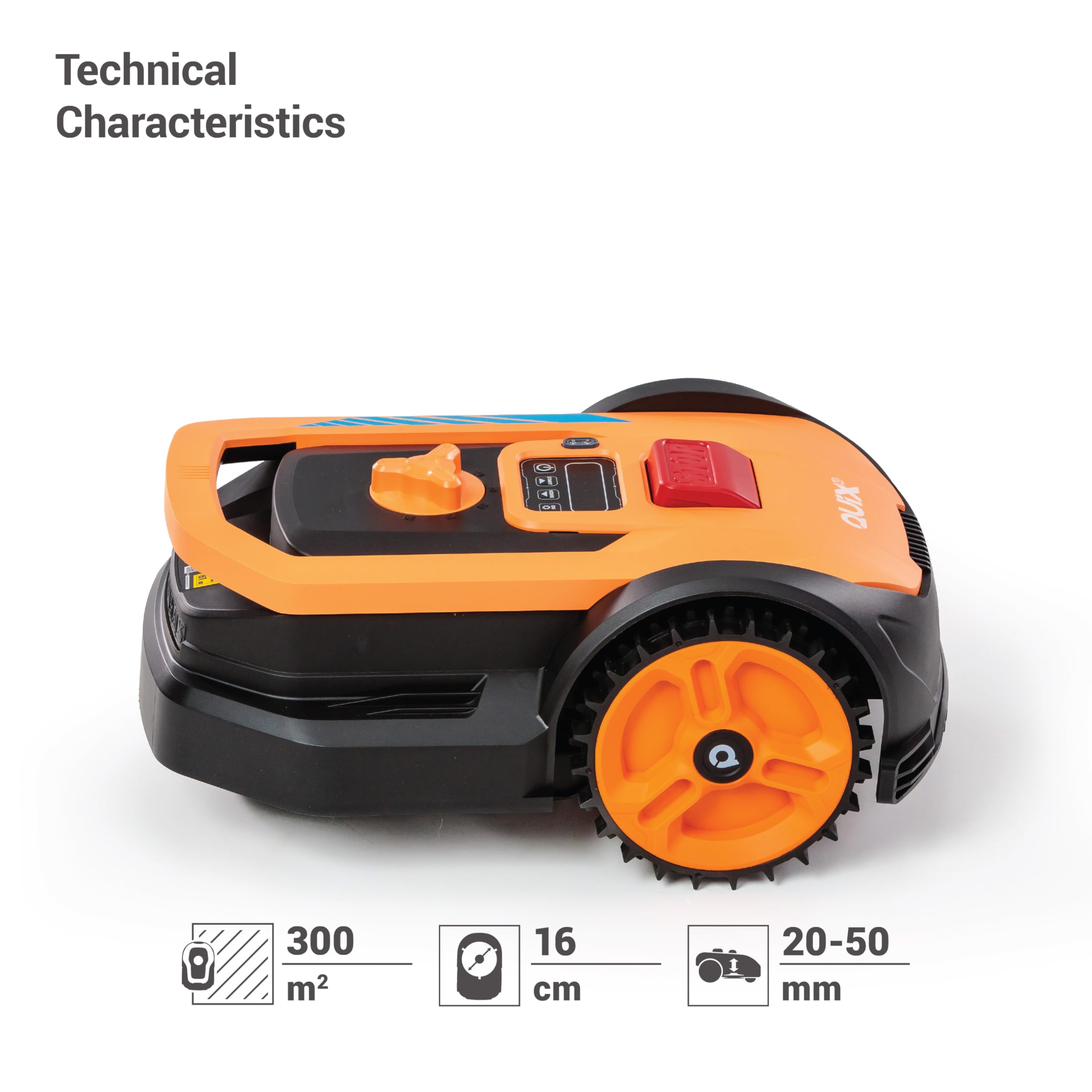 Villager QUIX XS - Robot cortacésped Compacto con batería de 18 V para hasta 300 m², Ancho de Corte de 160 mm, Altura de Corte de 20 a 50 mm, Sensor de Lluvia, protección Pin, estación de Carga para