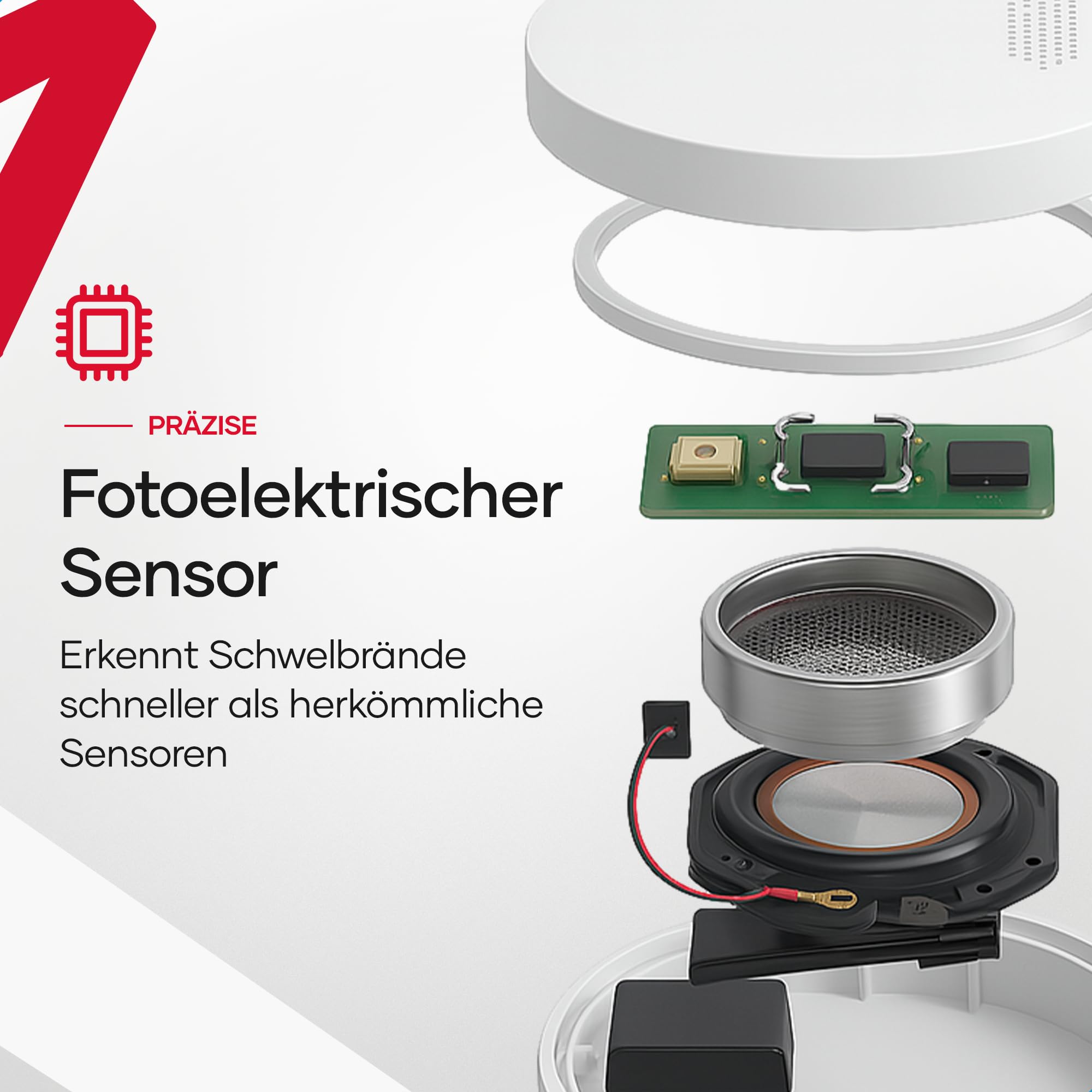 SAVS SM11R4 Funkvernetzter Rauchmelder 6er-Pack – 10 Jahre Batterie – Extra flaches Design – Kein LED-Licht – Montage ohne Bohren – Entspricht europäischer Norm – Vernetzbarer Feuermelder | 6er Set funkvernetzter Rauchwarnmelder mit integrierter 10-Jahres