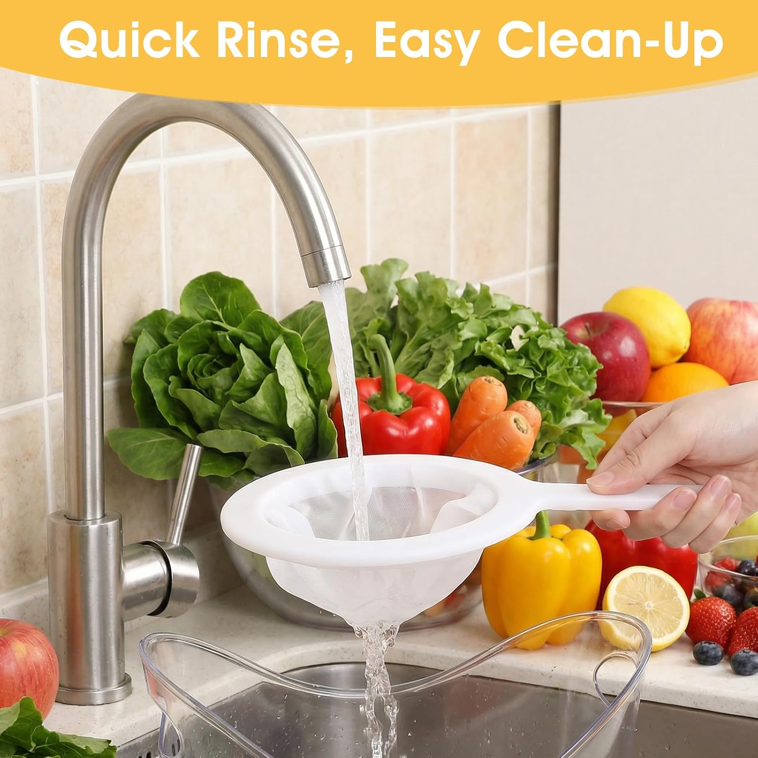 2PCS Extra Fine Mesh Strainer 120/200 Mesh Nylon