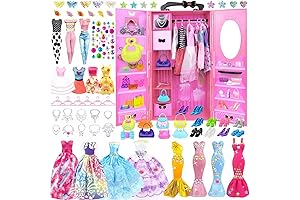 84 Pack Doll Clothes and Accessories with Doll Closet