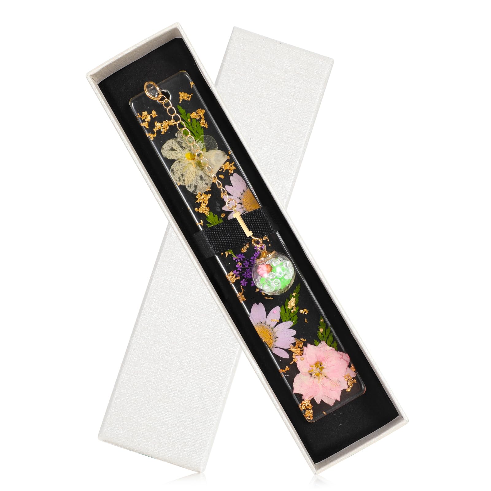 JSRQT Bookmark, Personalised Bookmark, Teacher Gifts, Original Book Mark, Initial I Bookmarks for Women, Cute Pressed Flower Book Marks Women, Lover Gifts for Readers, 26 Letters Page Reading Marker
