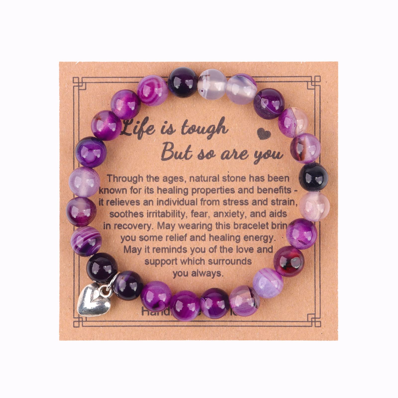 NilesrInspirational Gifts for Women, Get Well Soon Gifts, 8mm Natural Stone Bracelets Crystal Stone Gifts for Women,Sister Girlfriend, Best Friend