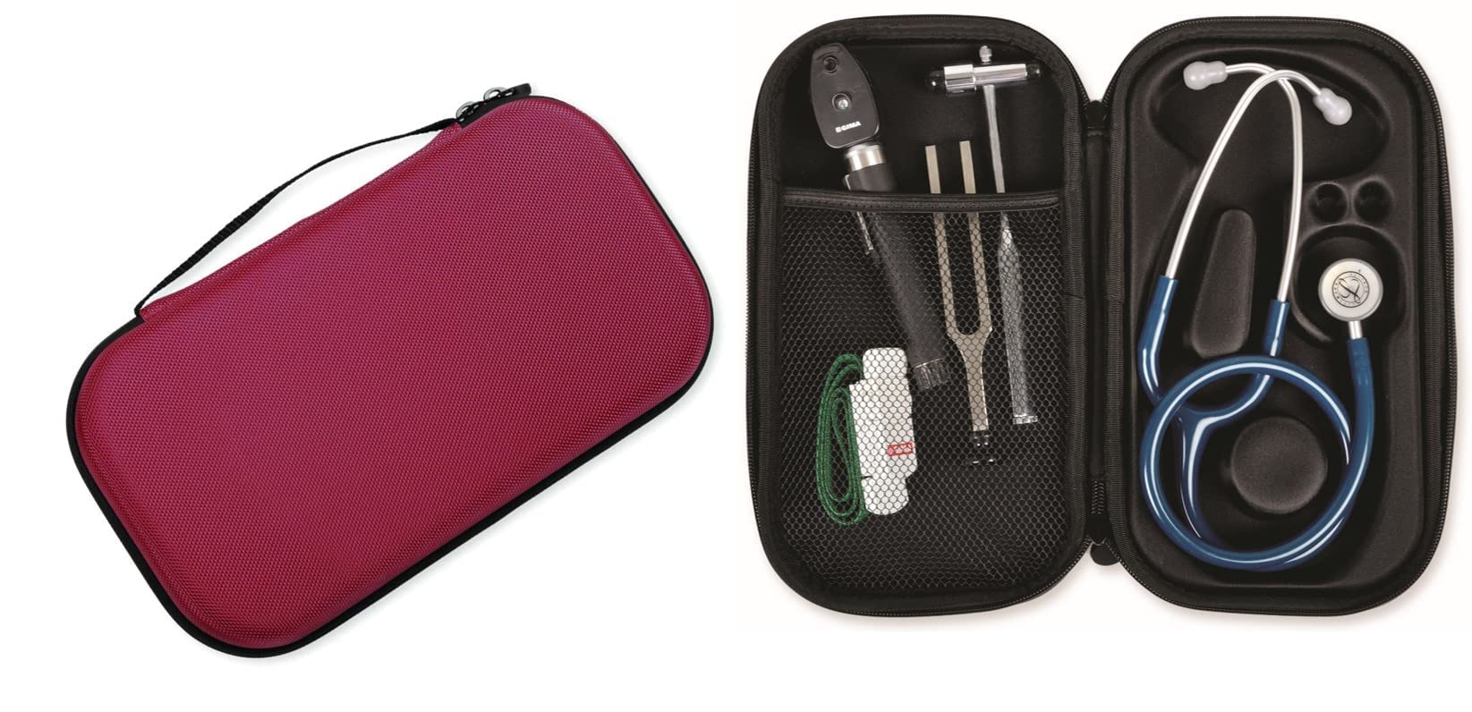 3M Littmann Classic III, Stetoscopio per il monitoraggio, finitura arcobaleno, tubo auricolare lampone, 69 cm, 5806 + GIMA ASTUCCIO PORTA FONENDO, Bordeaux, Uso Professionale